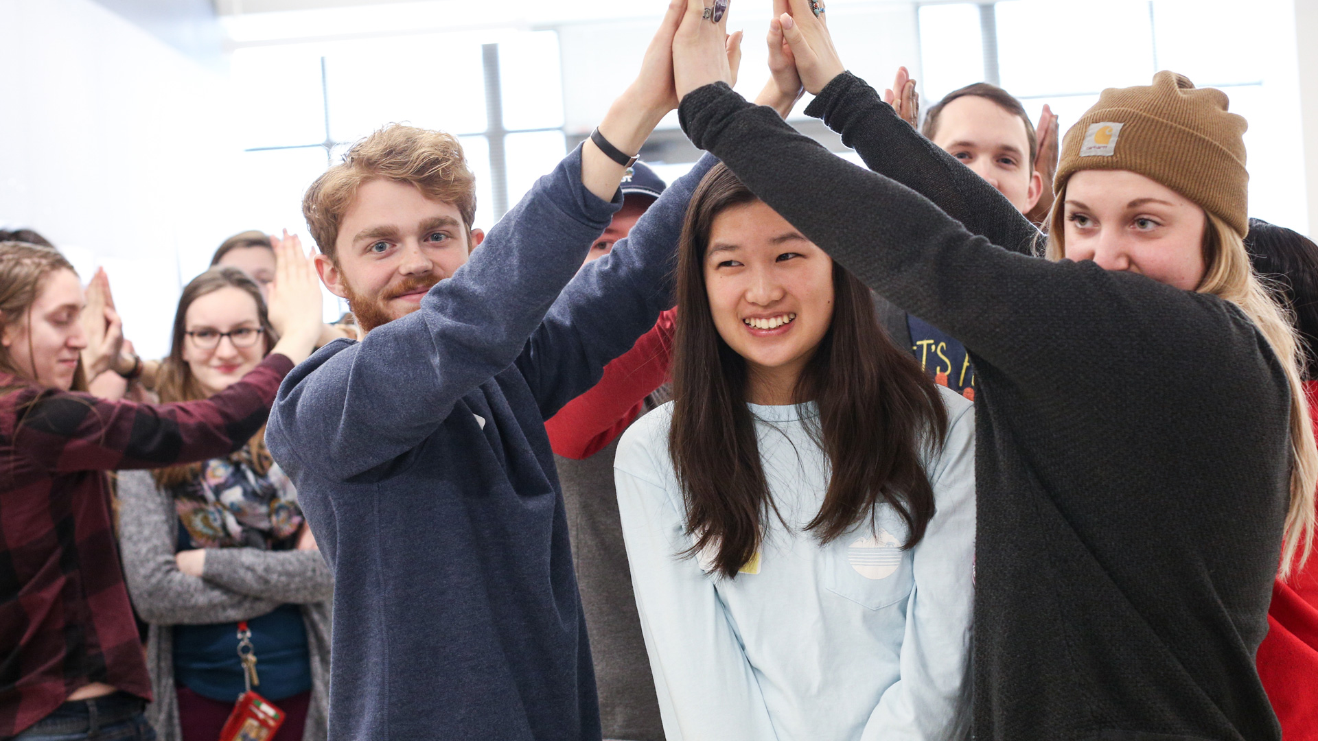 Students participating in a group activity.