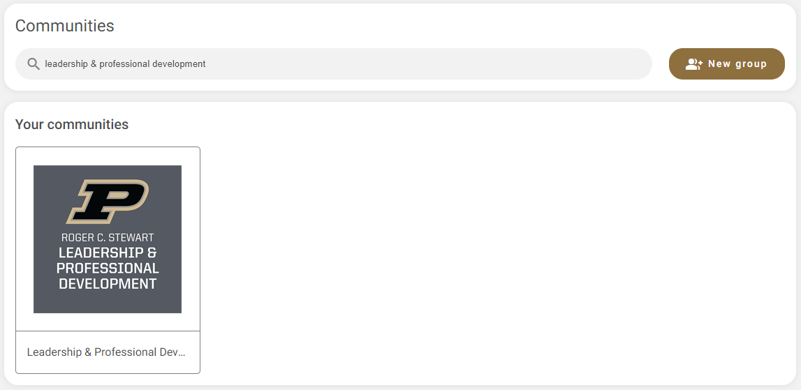 Screenshot of search for LEAD community